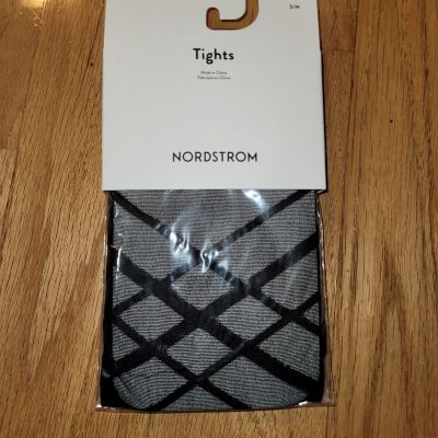 NWT Nordstrom Linear Plaid Tights Size S/M